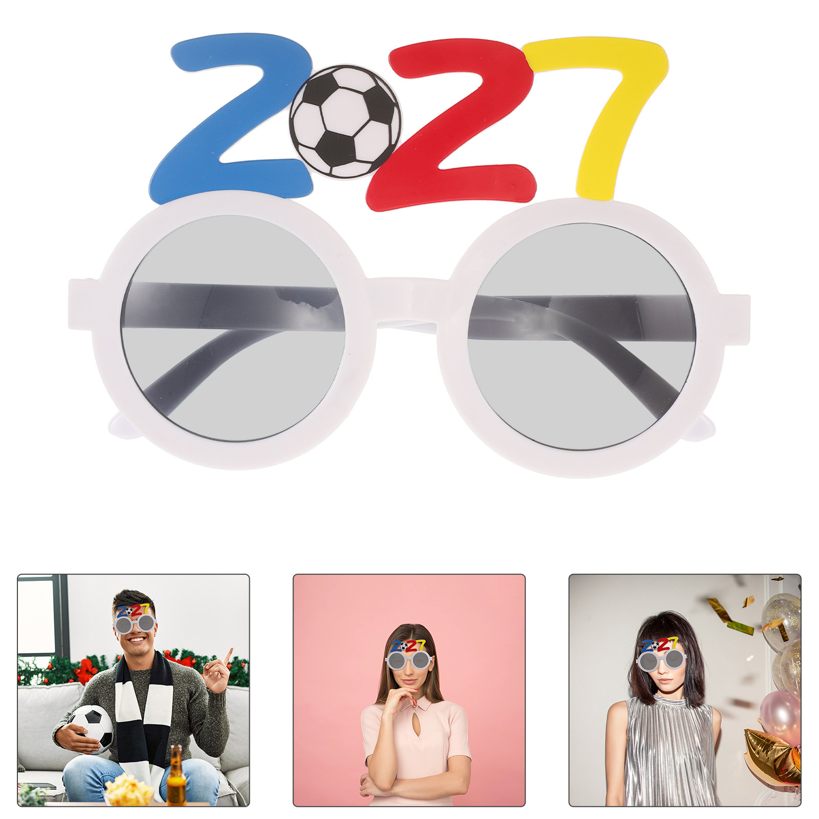 Photo Booth Frame - 2Pcs 2027 Soccer Party Glasses Colorful