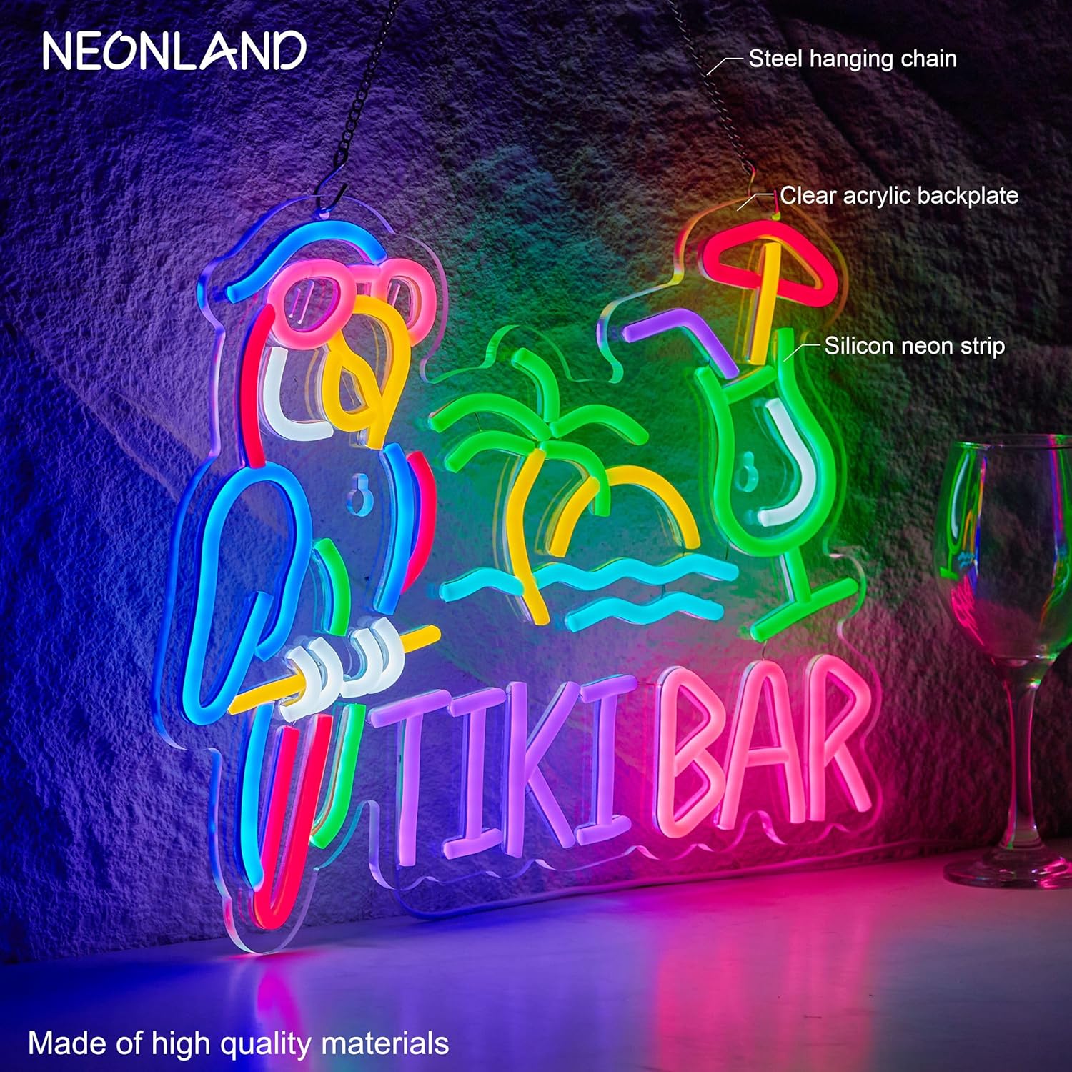 Tiki Bar Parrot Palm Tree Neon - Neon Sign Party 评论和价格
