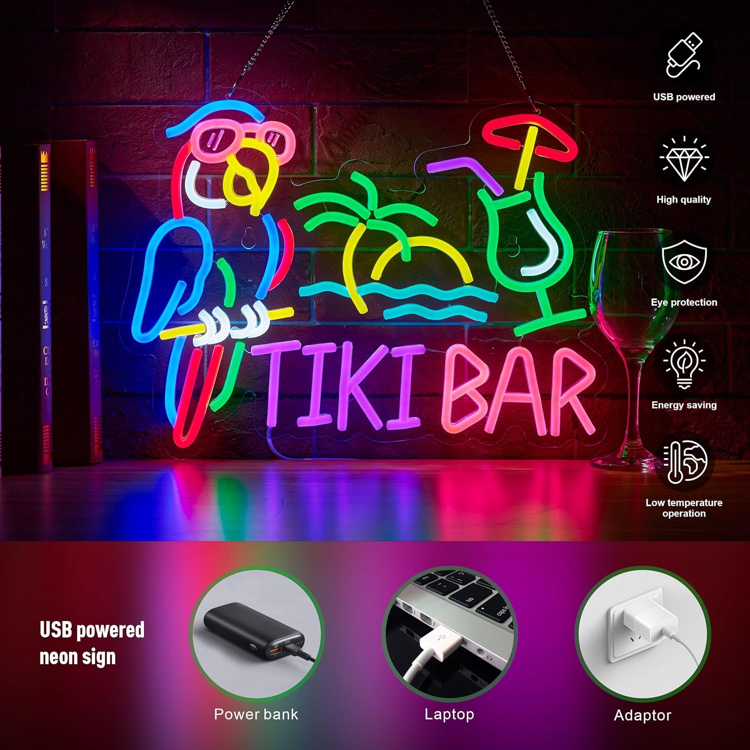 Tiki Bar Parrot Palm Tree Neon - Neon Sign Party 评论和价格