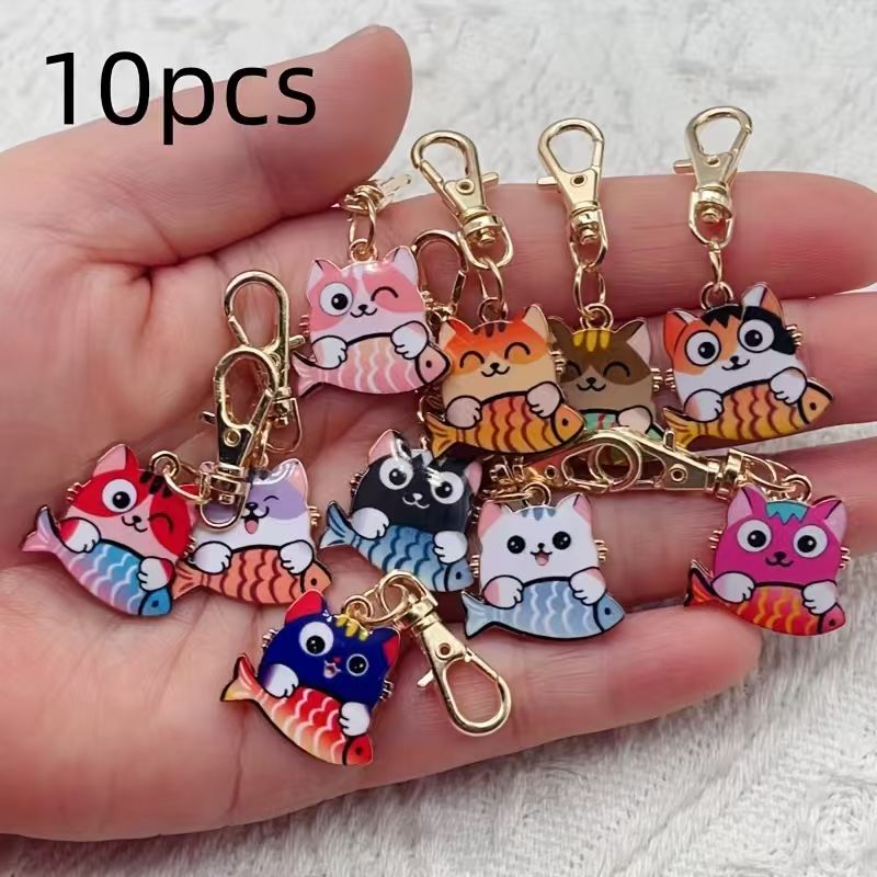 10pcs alloy printed cat keycha - Party Favor Bag 评论和价格